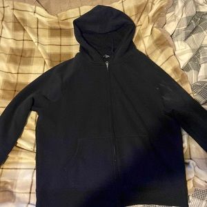 Plain black zip-up hoodie